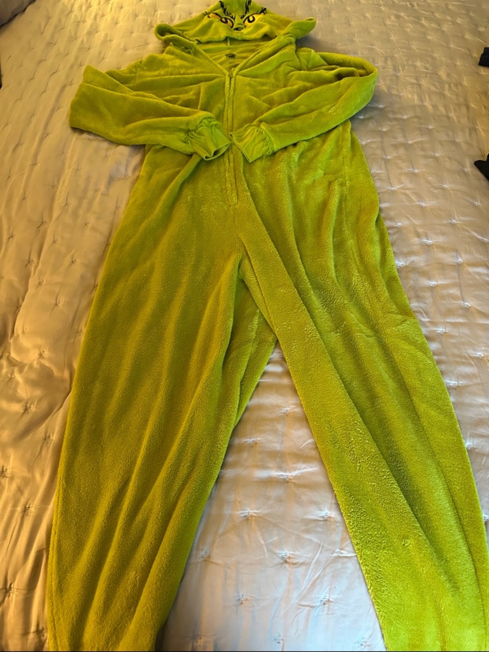 Green Plush Hooded Jumpsuit Romper